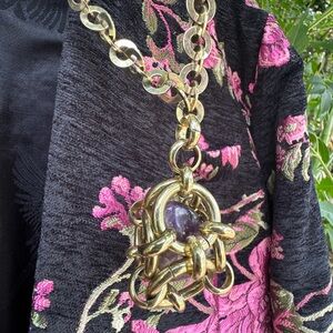 Johnny Was Gold and Purple Ornate Necklace